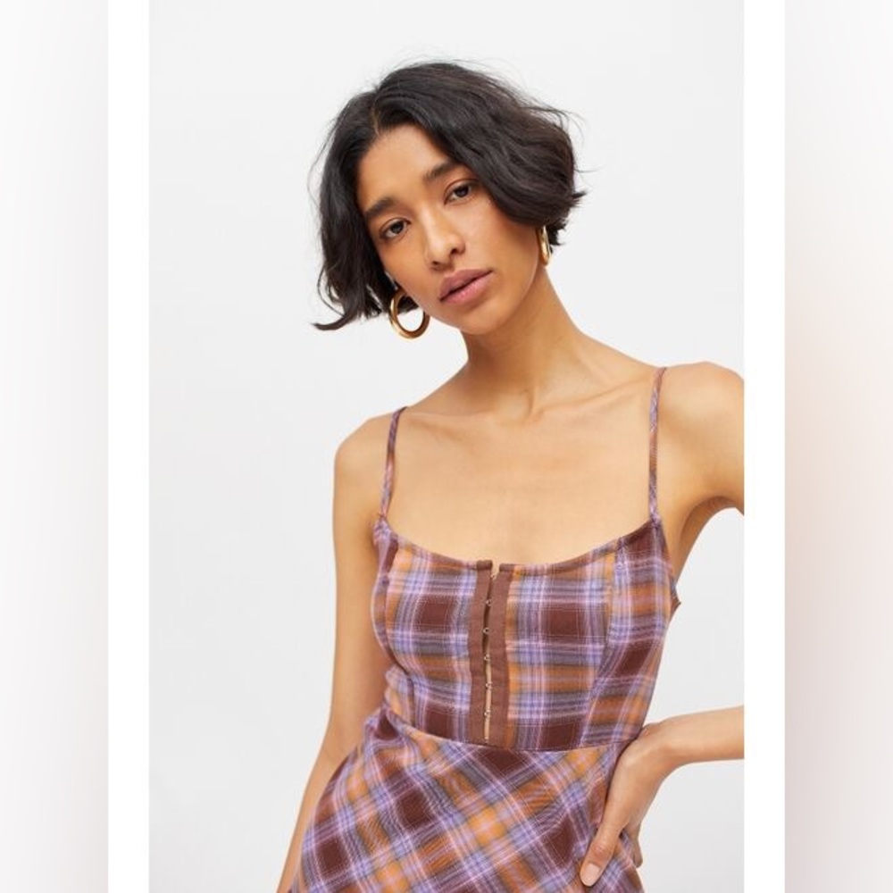 Urban Outfittersuo Keya Plaid Hook & Eye Mini Dress View 3